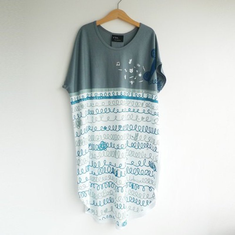 :. Urb [telephone line] female / oblong attached rope wear section - Women's T-Shirts - Cotton & Hemp Blue