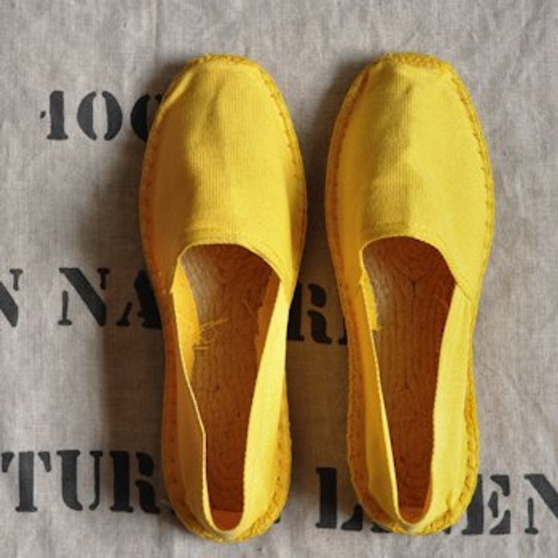 法國草編鞋(亮黃色) - รองเท้าลำลองผู้หญิง - พืช/ดอกไม้ สีเหลือง