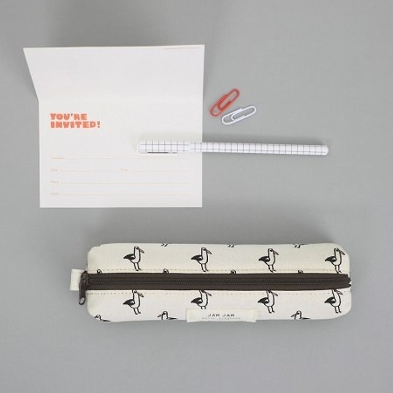 Dessin-jam jam森林動物帆布筆袋-信天翁,LWK95171 - 鉛筆盒/筆袋 - 其他材質 白色