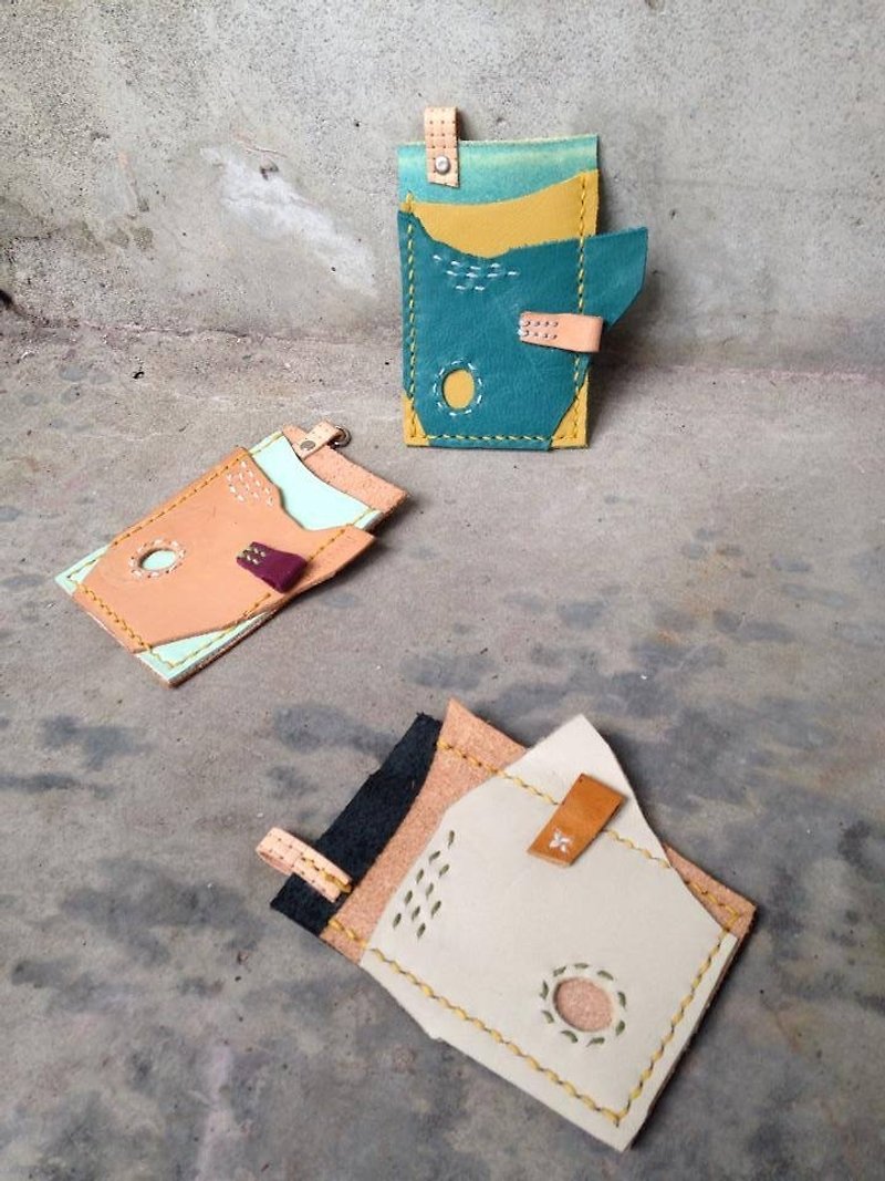 Drifting river*identification card holder + rope*hand-stitched vegetable tanned leather - ID & Badge Holders - Genuine Leather White