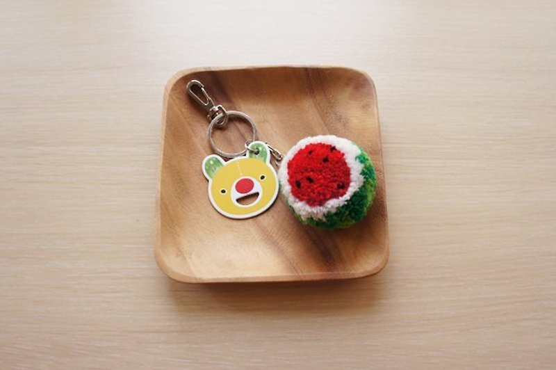 Handmade key rings fruits - watermelon - Keychains - Cotton & Hemp Green