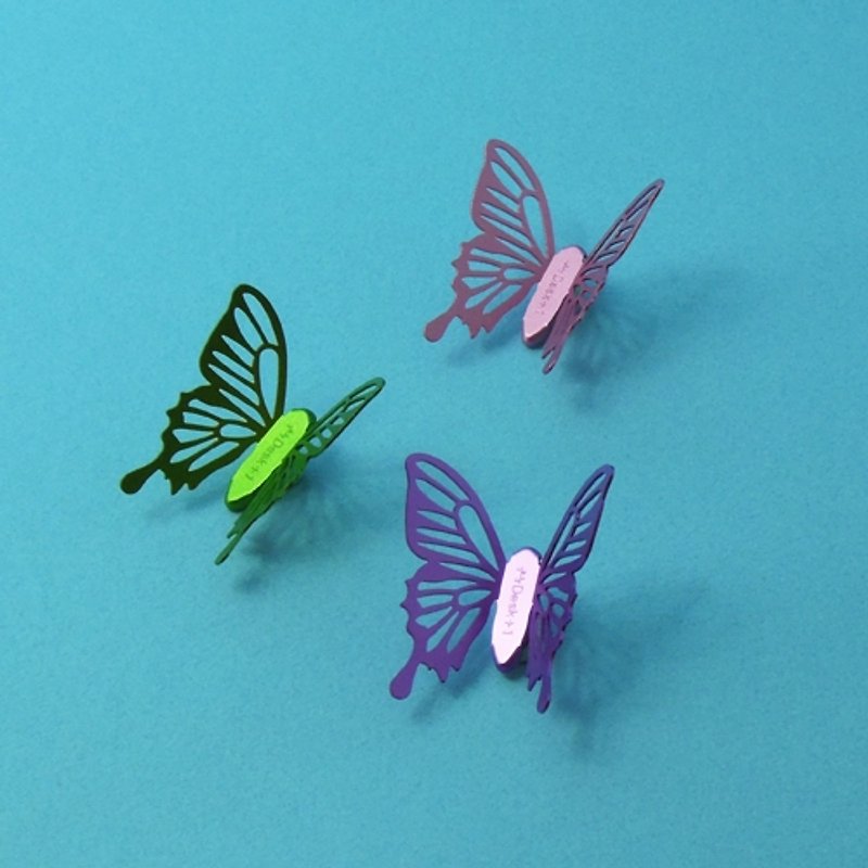 Desk + 1 │ cold crushed butterfly magnet group (3 installed) -B - Stickers - Other Metals Multicolor