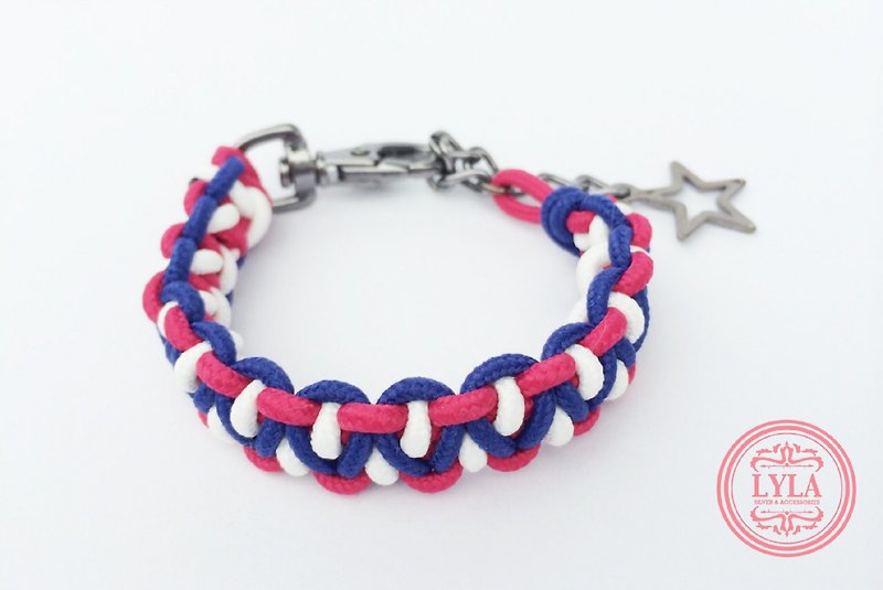 Red, blue and white knit (normal thickness) - Bracelets - Cotton & Hemp Multicolor