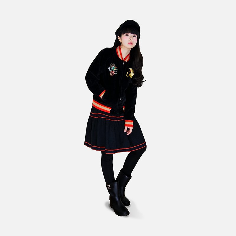 A‧PRANK: DOLLY :: Japanese Yokosuka vintage wear double-sided embroidery coat Souvenir Jacket (dragon / plain) - Women's Casual & Functional Jackets - Paper Black