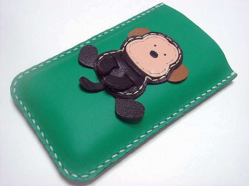 {Leatherprince 手工皮革} 台灣MIT 綠色 猴子 iPhone 純手工牛皮保護套 / Monkey iPhone Leather Case ( Green ) - Other - Genuine Leather 