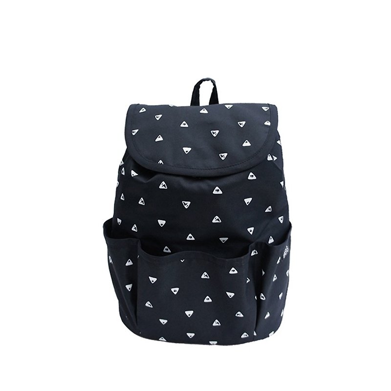 OGG geometric fun handmade limited edition baby adult dual-use backpack row of hills - ผ้ากันเปื้อน - วัสดุกันนำ้ สีดำ