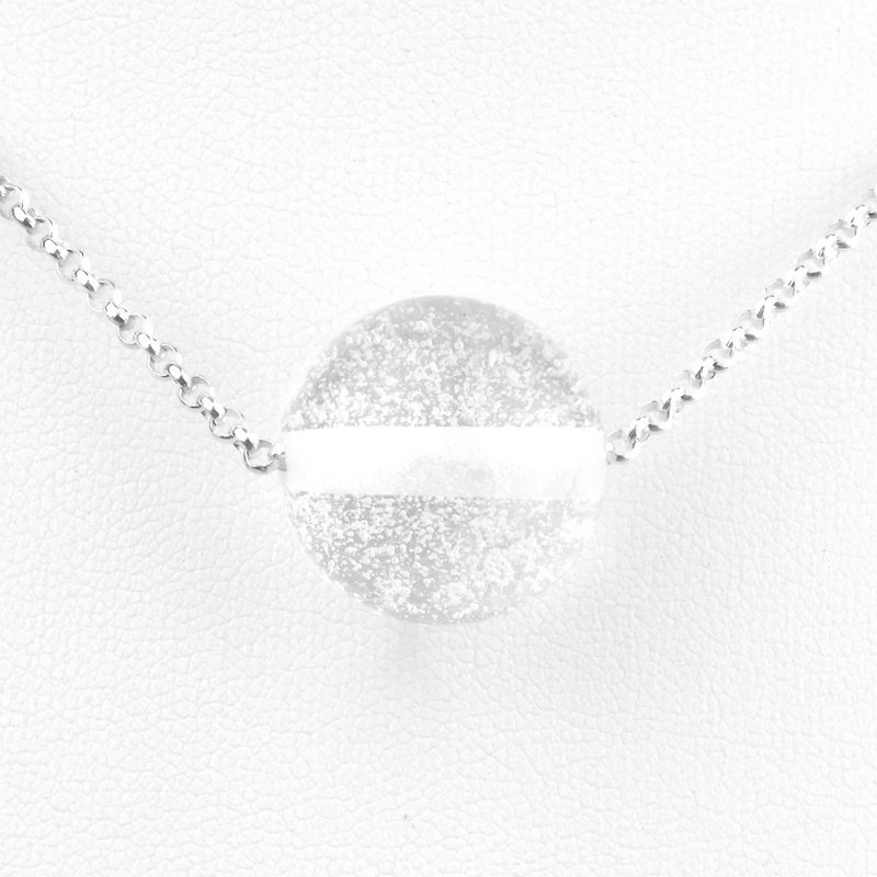 Rain Ball Handmade Lampwork Glass Sterling Silver Necklace - สร้อยคอ - แก้ว ขาว