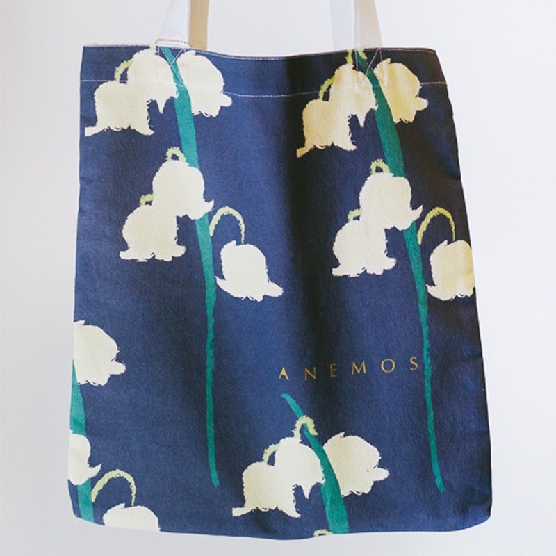 Flora Series: "Nocturne" Cotton Canvas Bag - กระเป๋าแมสเซนเจอร์ - วัสดุอื่นๆ ขาว