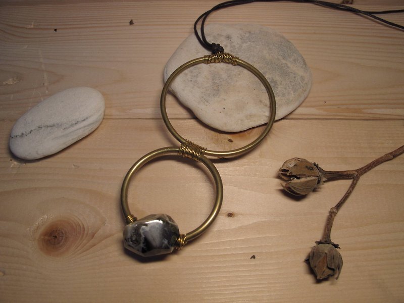 ▲ wireless marine / natural stone brass chain (only this one) - Necklaces - Other Metals 
