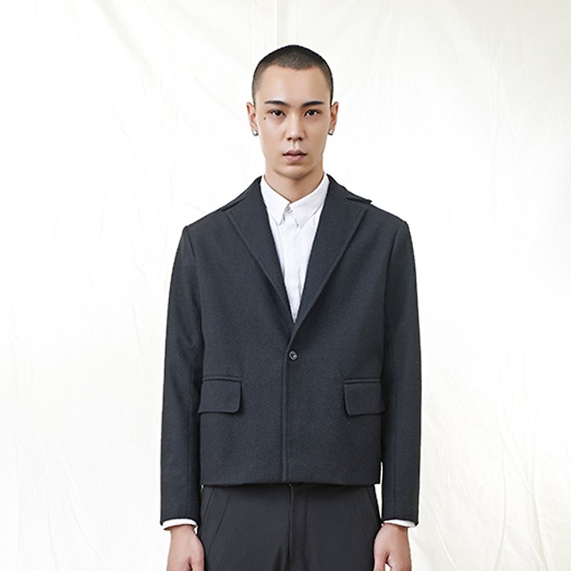 TRAN - wool blazer short board - Men's Coats & Jackets - Other Materials Black