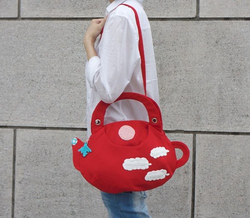 ARTEA [Come to a pot of sunny teapot bag] can be portable and side back dual-use bag (3 colors available) - กระเป๋าถือ - วัสดุอื่นๆ หลากหลายสี