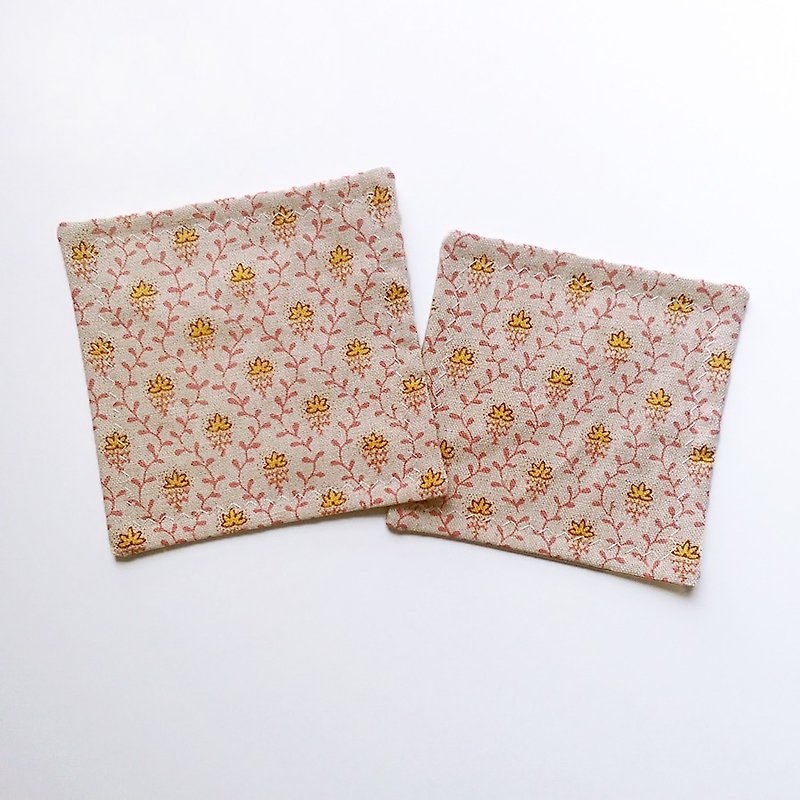 Handmade limited edition Japanese pattern square coasters group (a group 2) - ที่รองแก้ว - วัสดุอื่นๆ สีส้ม