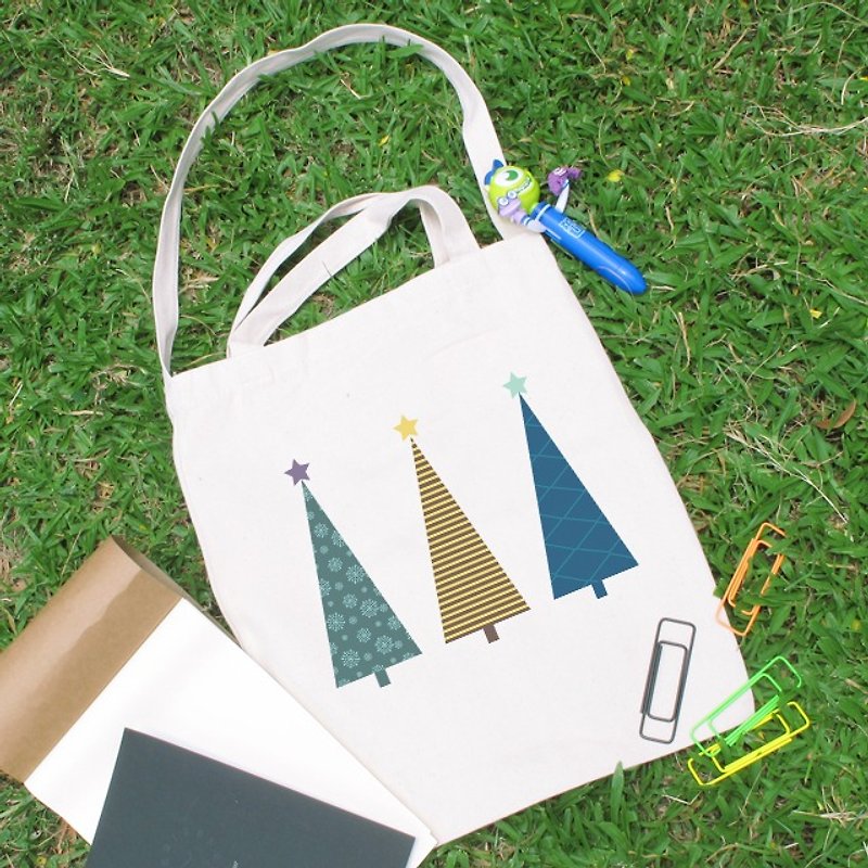 Christmas tree Wenchuang straight canvas bag - Messenger Bags & Sling Bags - Cotton & Hemp 