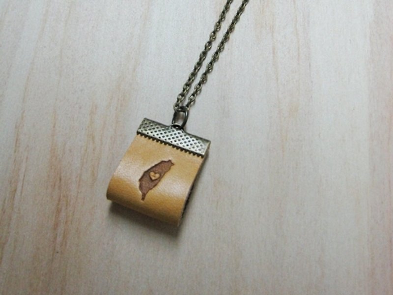 Gift / handmade leather necklace / custom brand D00_1 - Necklaces - Genuine Leather Gold