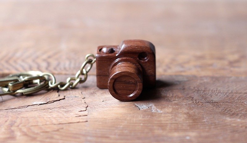 Handmade wooden miniature camera ▣ mini deep nuclear keychain - Keychains - Wood Brown