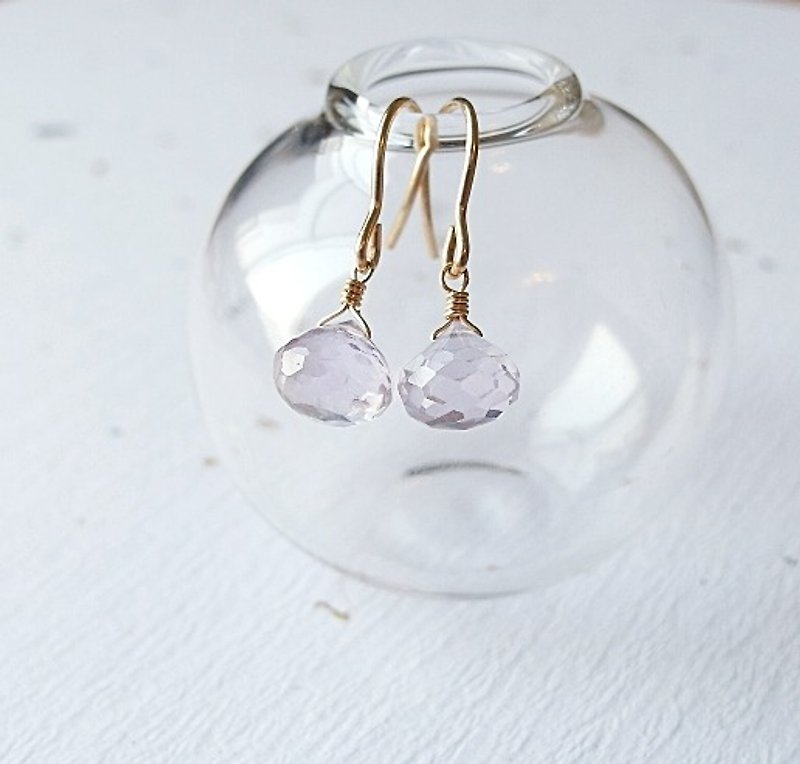 | Touch Moonlight | lavender pink classical natural stone amethyst drop earrings - ต่างหู - เครื่องเพชรพลอย สีม่วง