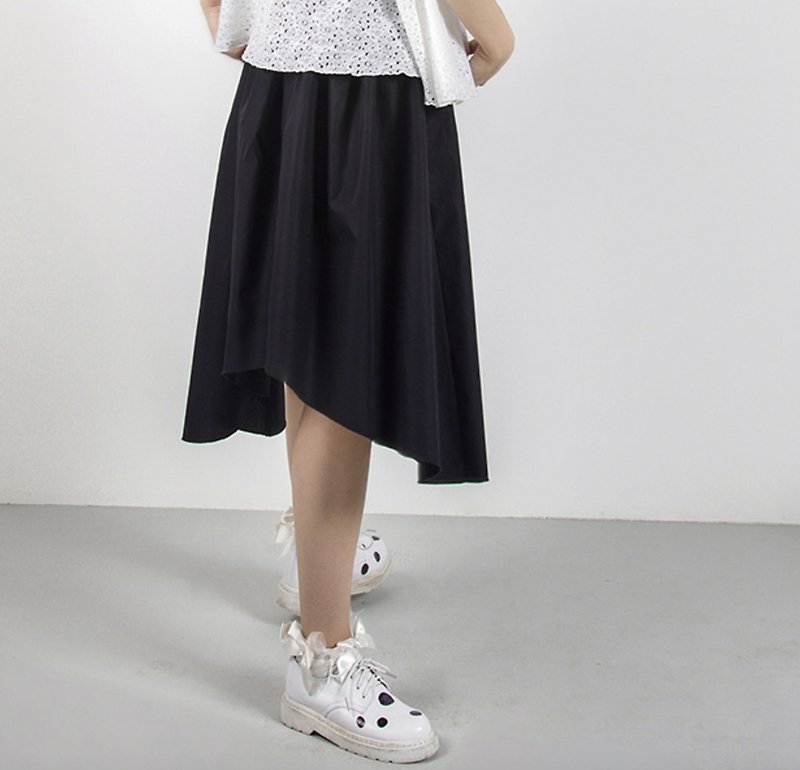 Irregular black cotton skirt - imakokoni - กระโปรง - ผ้าฝ้าย/ผ้าลินิน สีดำ