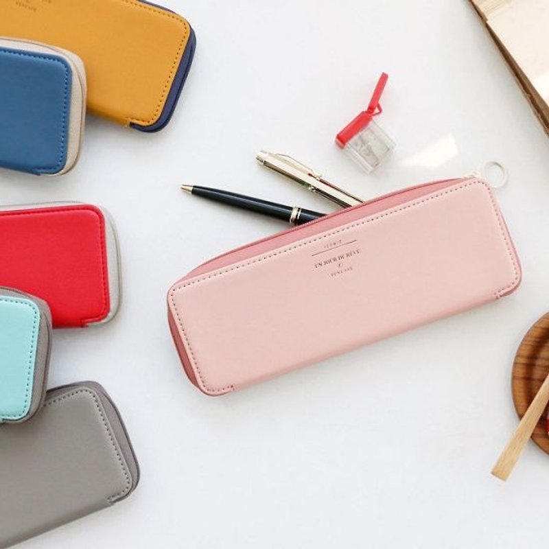 Dessin x iconic- time classic leather pencil V2 (L) - soft pink, ICO82873 - Pencil Cases - Genuine Leather Pink