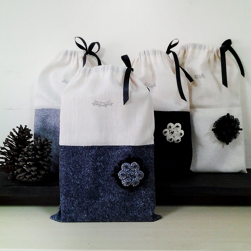 MFP small bouquet of dark gray handmade blankets + cotton multipurpose pouch packaging - Other - Other Materials Gray