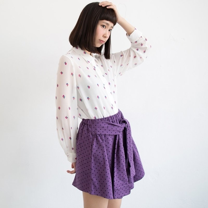 Organic cotton shirt _ purple shape legs Yuanqun - กระโปรง - วัสดุอื่นๆ สีม่วง