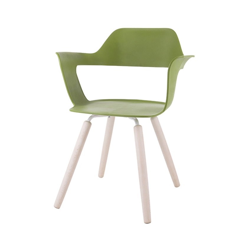 MUSE Mu Division_Four-Legged Chair/Clean Green | Wood Grain Feet - Other Furniture - Plastic Green