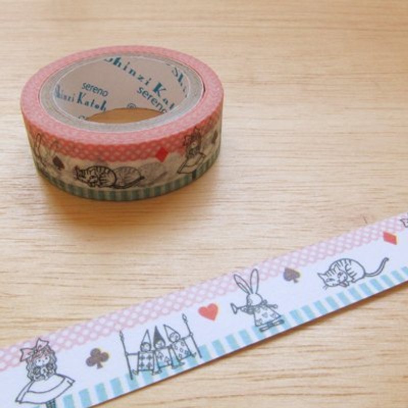 Shinzi Katoh 加藤真治 童趣塗鴉插畫 紙膠帶(MKT6092)愛麗斯 - 紙膠帶/和紙/PET - 紙 白色