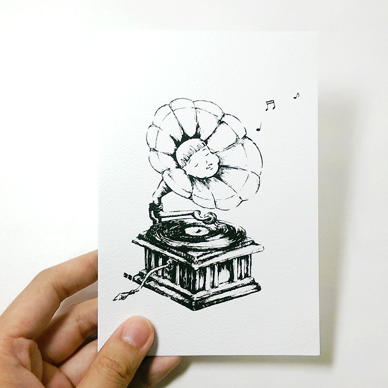 Postcard ★ Little Fat Mui (Gramophone) - Cards & Postcards - Paper White