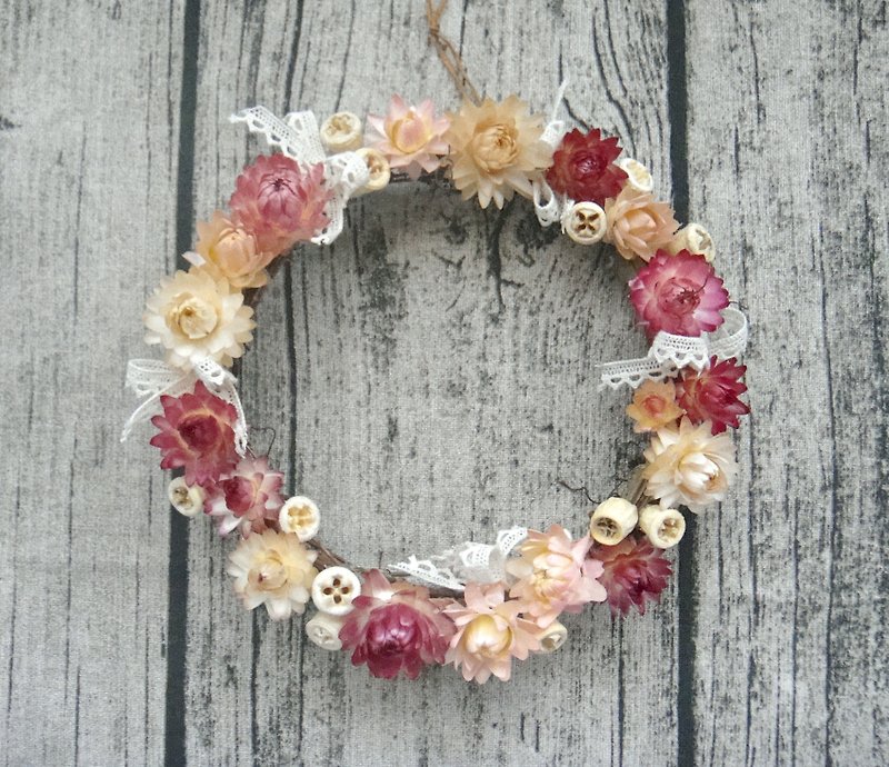 Dry wreath lace romantic donut birthday gift - Plants - Plants & Flowers Pink