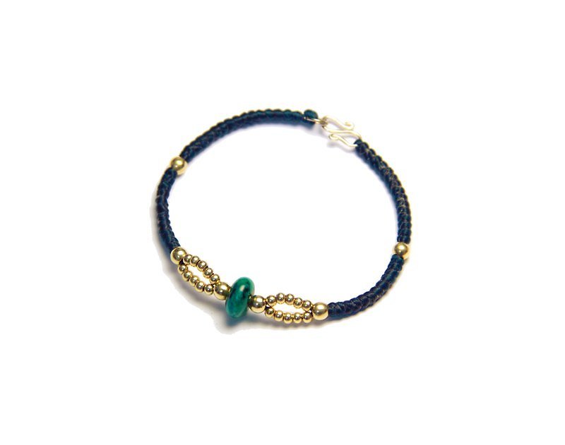 狹翅鳳凰石 蠶絲蠟線手環 - Bracelets - Gemstone Green