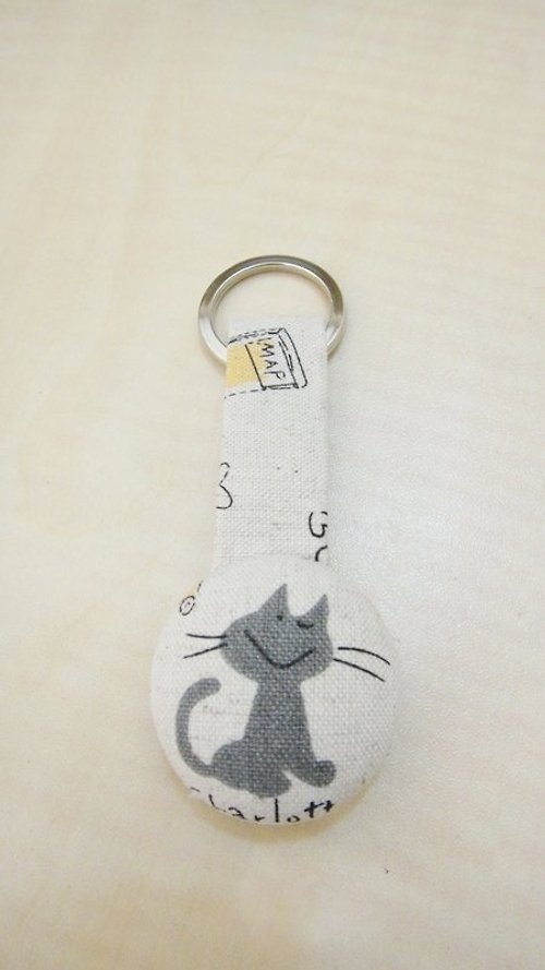 alma-handmade 手感布釦鑰匙圈 - Cat