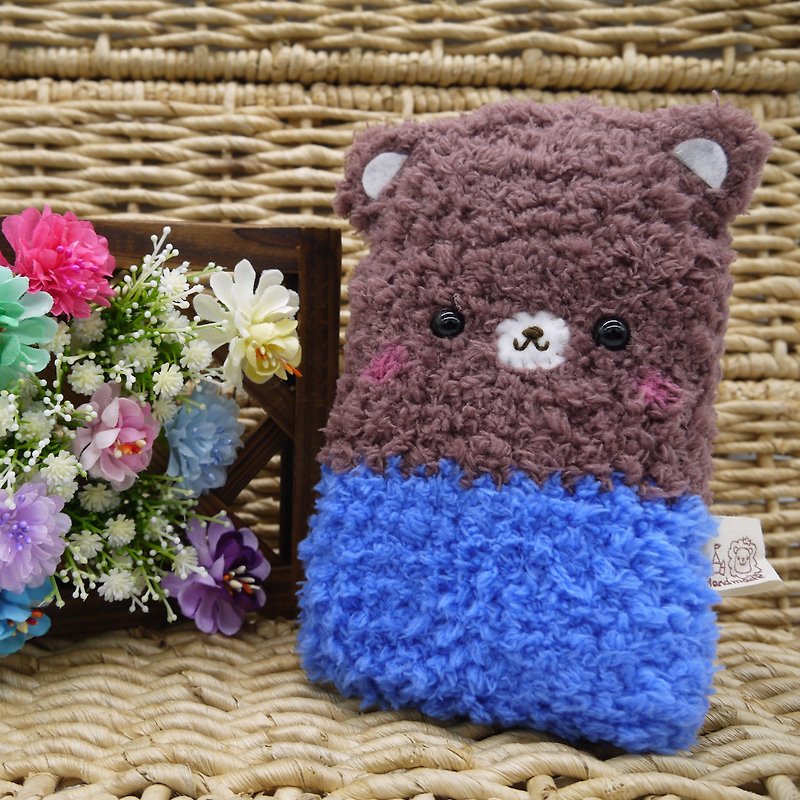 可可牛奶熊-毛線編織 手機袋  手機包  iphone 三星 小米 - 手機殼/手機套 - 其他材質 藍色