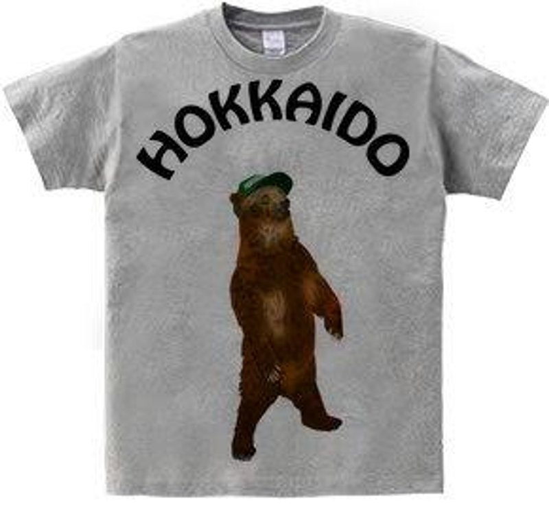 HOKKAIDO BEAR (T-shirt 5.6oz gray) - เสื้อยืดผู้หญิง - วัสดุอื่นๆ สีเทา