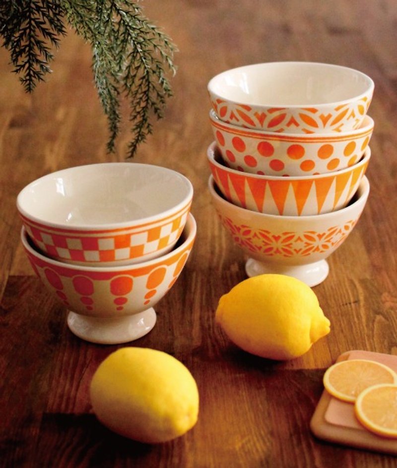 KTF coffee Olay bowl six group / retro antique bowl (mustard yellow) - Pottery & Ceramics - Other Materials 