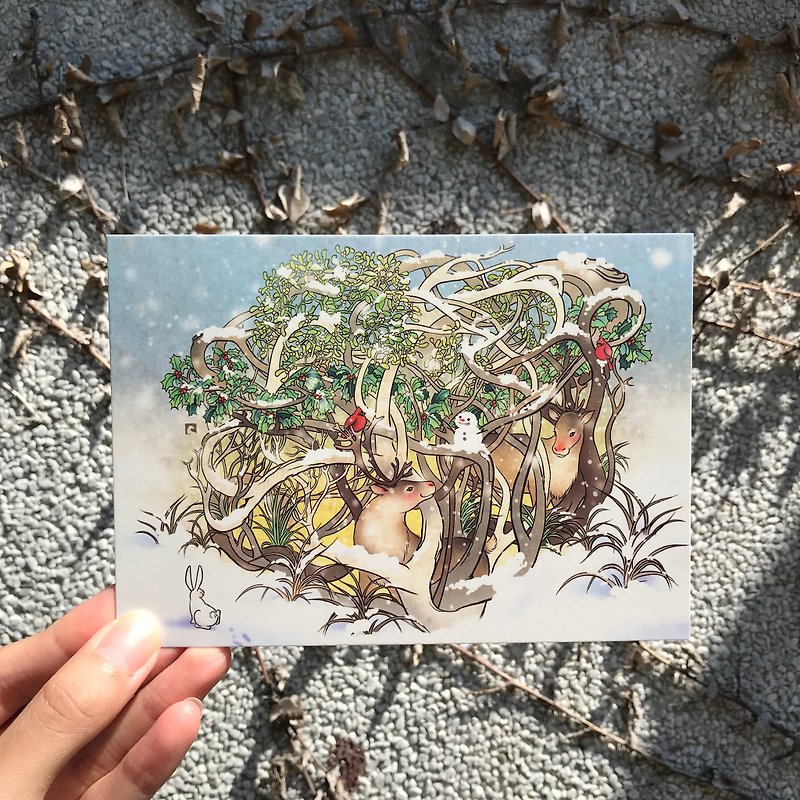 [Gift/Story Illustrated Postcard] /Reindeer/Christmas/Love - Cards & Postcards - Paper White