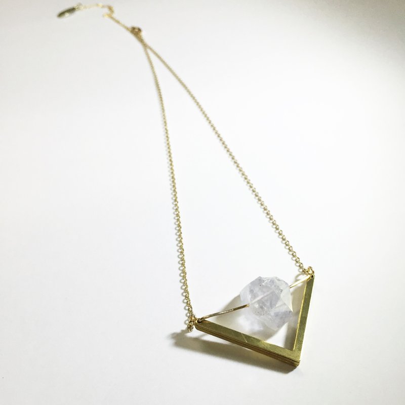 Wood Tansy - brave girl trigonometry Crystal Symphony white crystal natural stone Necklace - Necklaces - Other Metals White