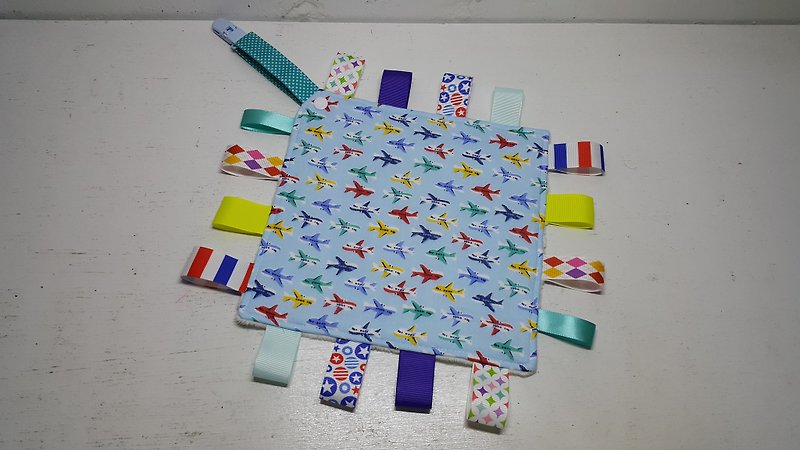 飛機排排站二重紗安撫巾(淺藍色) - 嬰幼兒玩具/毛公仔 - 棉．麻 藍色