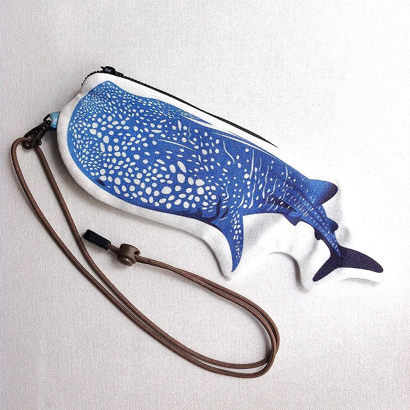 棉．麻 收納箱/收納用品 藍色 - 設計款WS189 - 【純棉帆布】28cm鯨鯊造型餐具袋