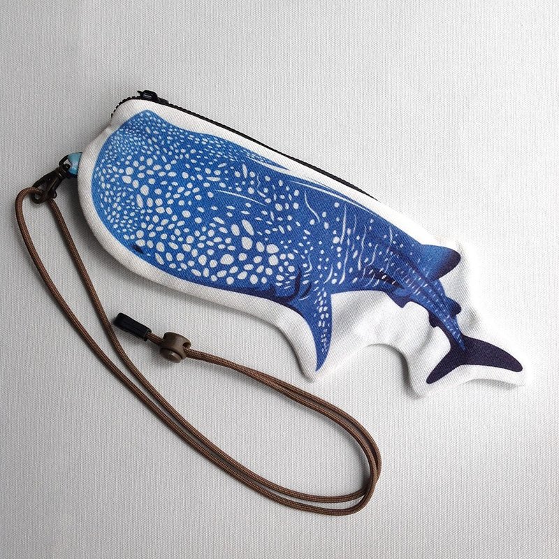 Design No.WS189 - 【Cotton Canvas】28cm Whale Shark Cutlery Cases - Pencil Cases - Cotton & Hemp Blue