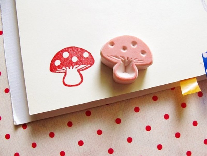 Apu手工章 可爱小蘑菇印章 手帐印章 - 印章/印台 - 橡膠 