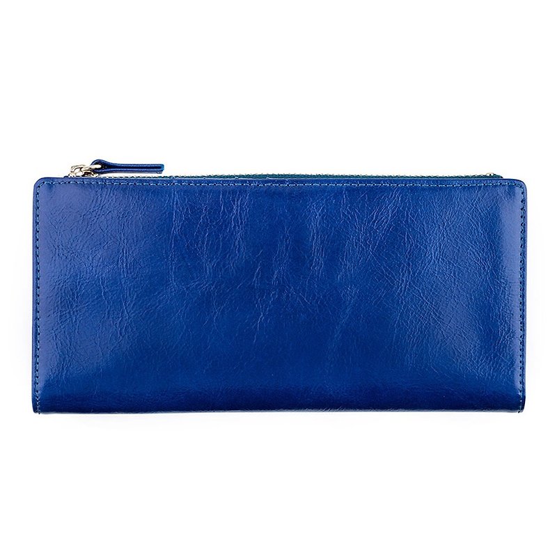 [Seasonal Sale] DAKOTA Long Clip_Royal Blue / Royal Blue - กระเป๋าสตางค์ - หนังแท้ สีน้ำเงิน