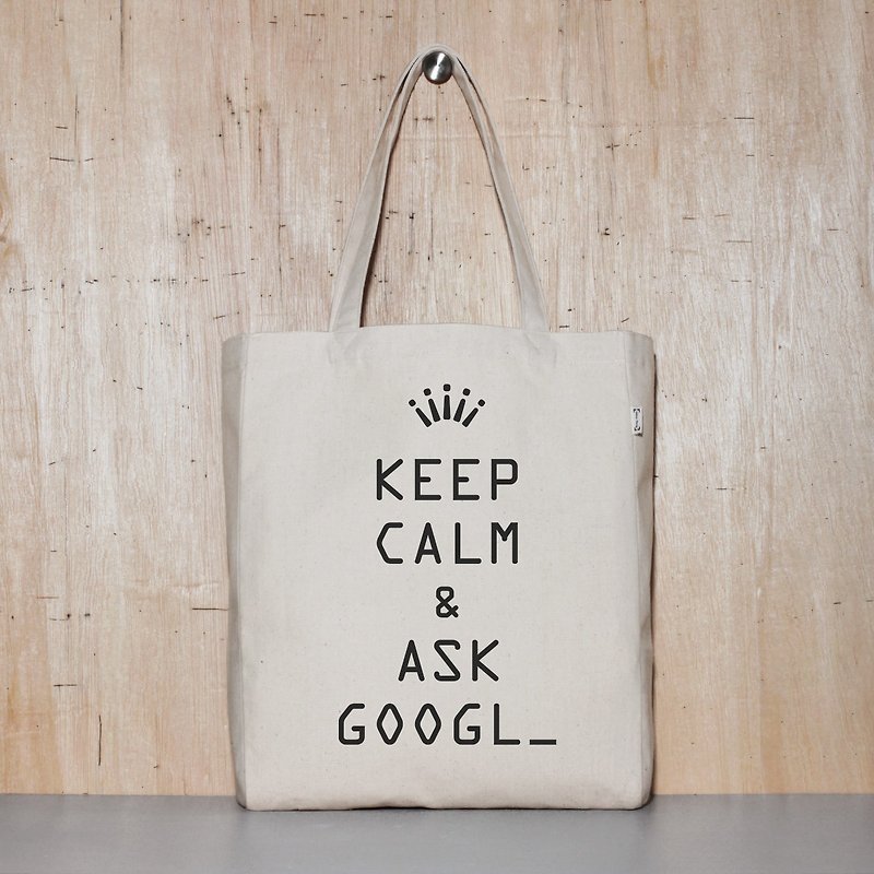 Calm first ask googl_ Original canvas Tote bag - 4 sizes - Messenger Bags & Sling Bags - Cotton & Hemp White