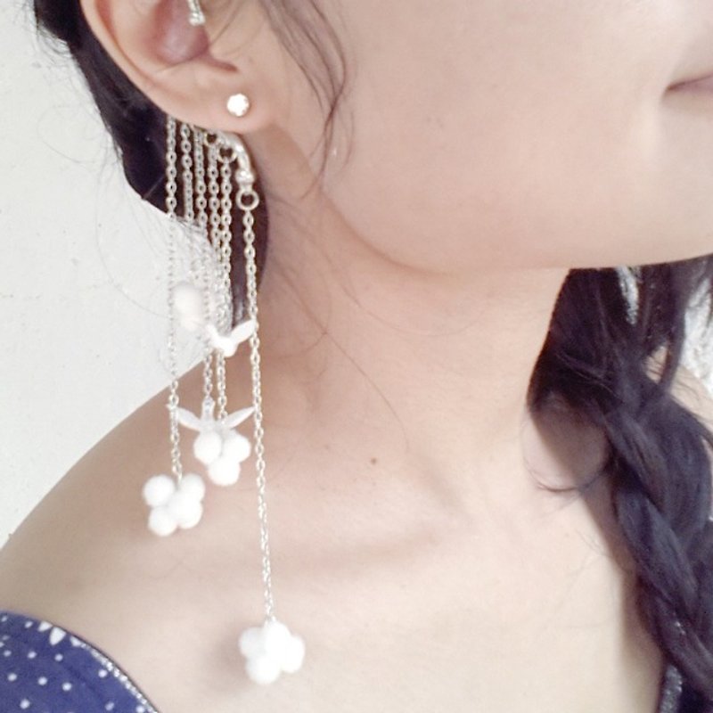 [Lost and find] birds fly freely in the sky and white clouds hanging earrings ear - ต่างหู - พลาสติก ขาว