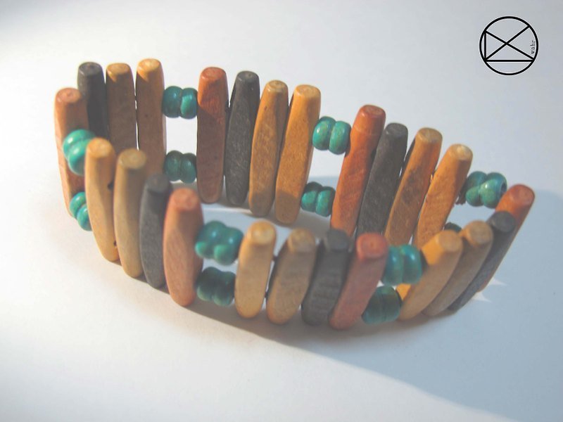 【Wahr】木頭串串手鍊 - Bracelets - Other Materials Orange