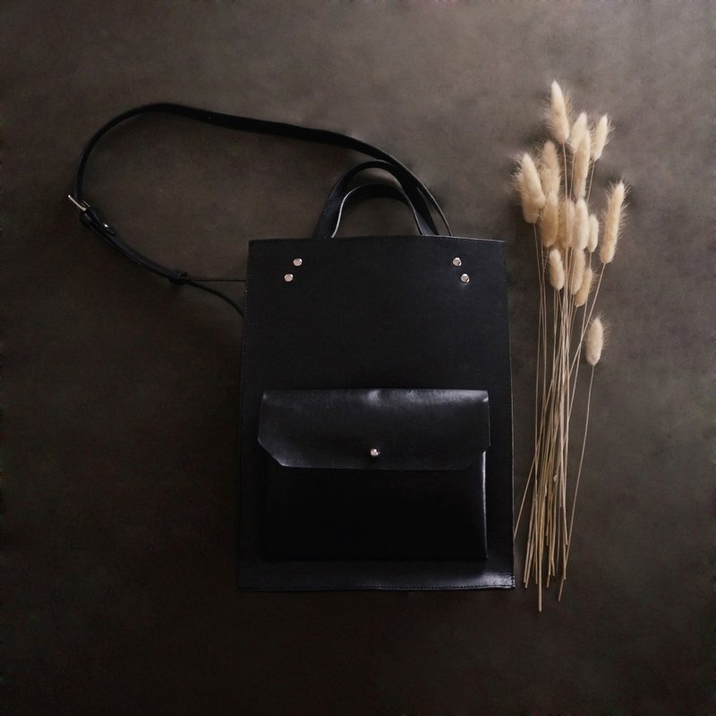 Curtis科帝斯．托特包tote．側背包．手提包．黑色．植鞣革 / 皮革 / RRENAE Leatherware - 手提包/手提袋 - 真皮 黑色