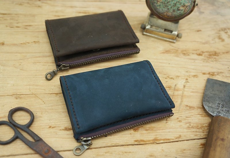 Unsimple zipper personality will clip (free lettering, packaging) - Wallets - Genuine Leather Brown