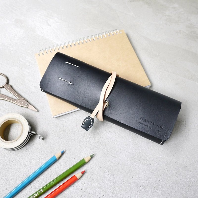 Japan's recommended handmade leather wrapping pen roll Made by HANDIIN - กล่องดินสอ/ถุงดินสอ - หนังแท้ 