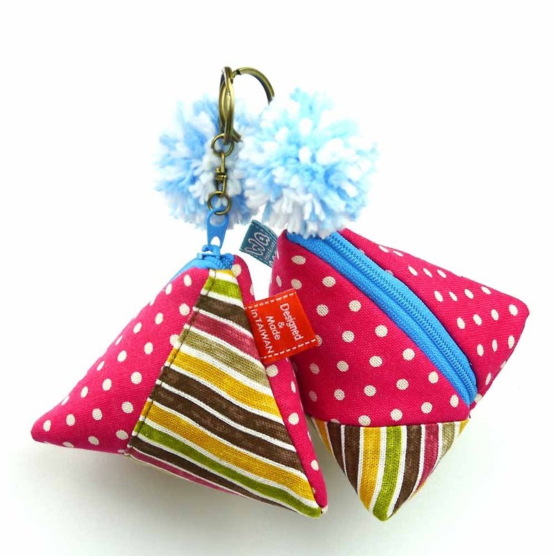 Tetra pouch(Pink dot) - กระเป๋าสตางค์ - ผ้าฝ้าย/ผ้าลินิน สึชมพู