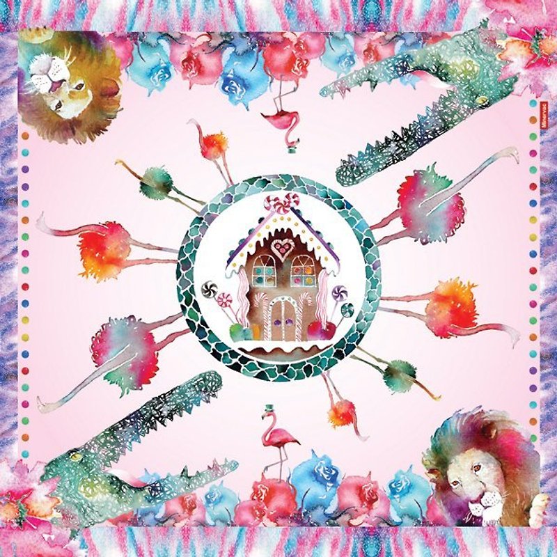 Clear texture Candy House square scarf - ผ้าพันคอ - พืช/ดอกไม้ หลากหลายสี