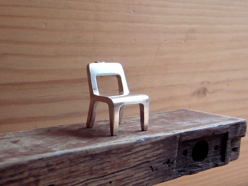 椅子7号--スターリングシルバーチェア--蝋ロープでかわいい家具-ペンダントネックレス - ネックレス - シルバー グレー