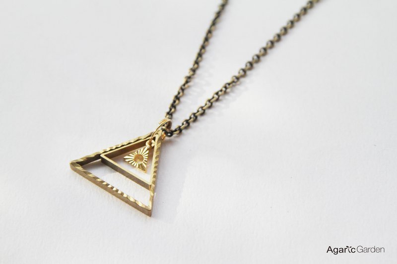 ▲ triangular geometric copper chain necklace - สร้อยคอ - โลหะ 